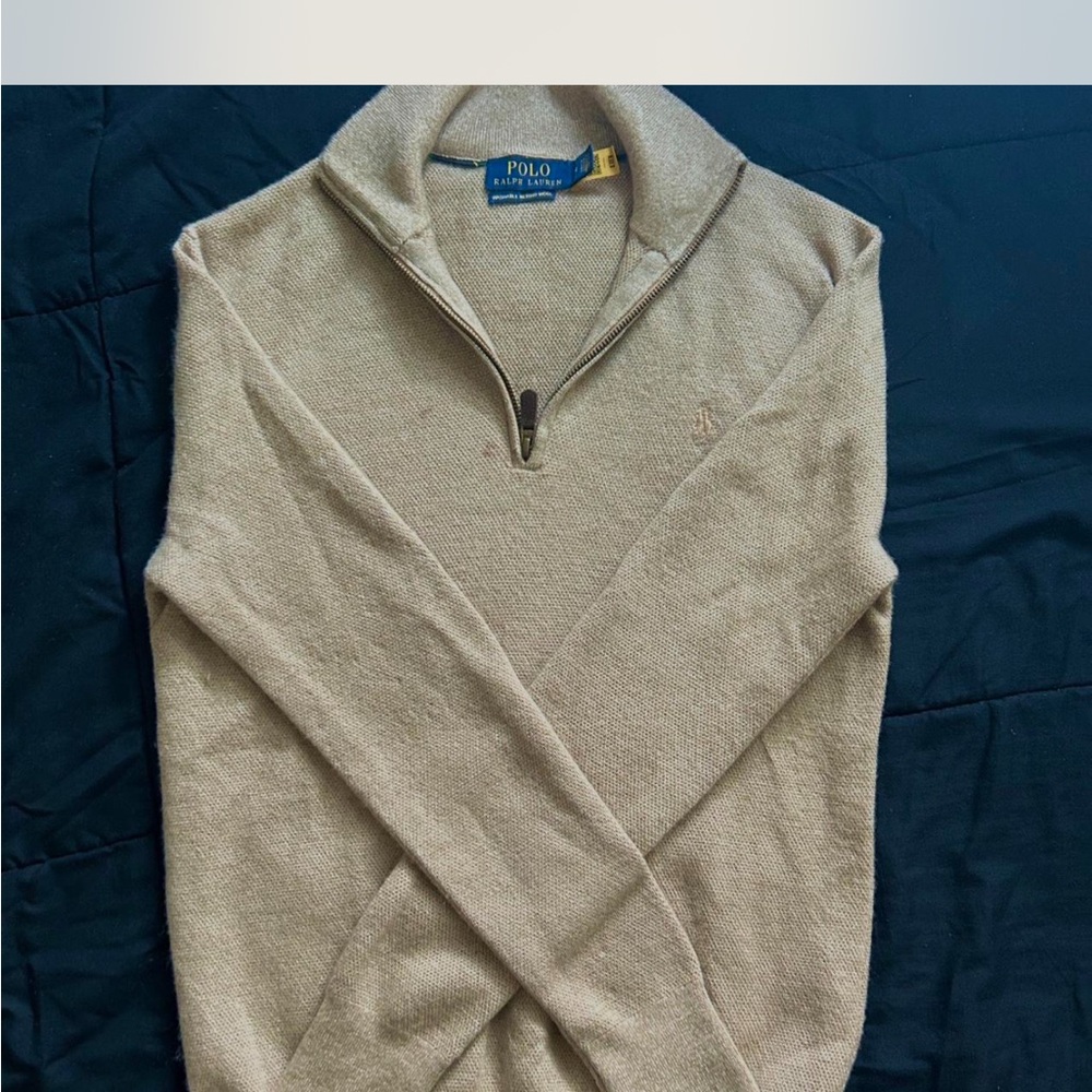 Polo Ralph Lauren Men's beige half zip Sweater